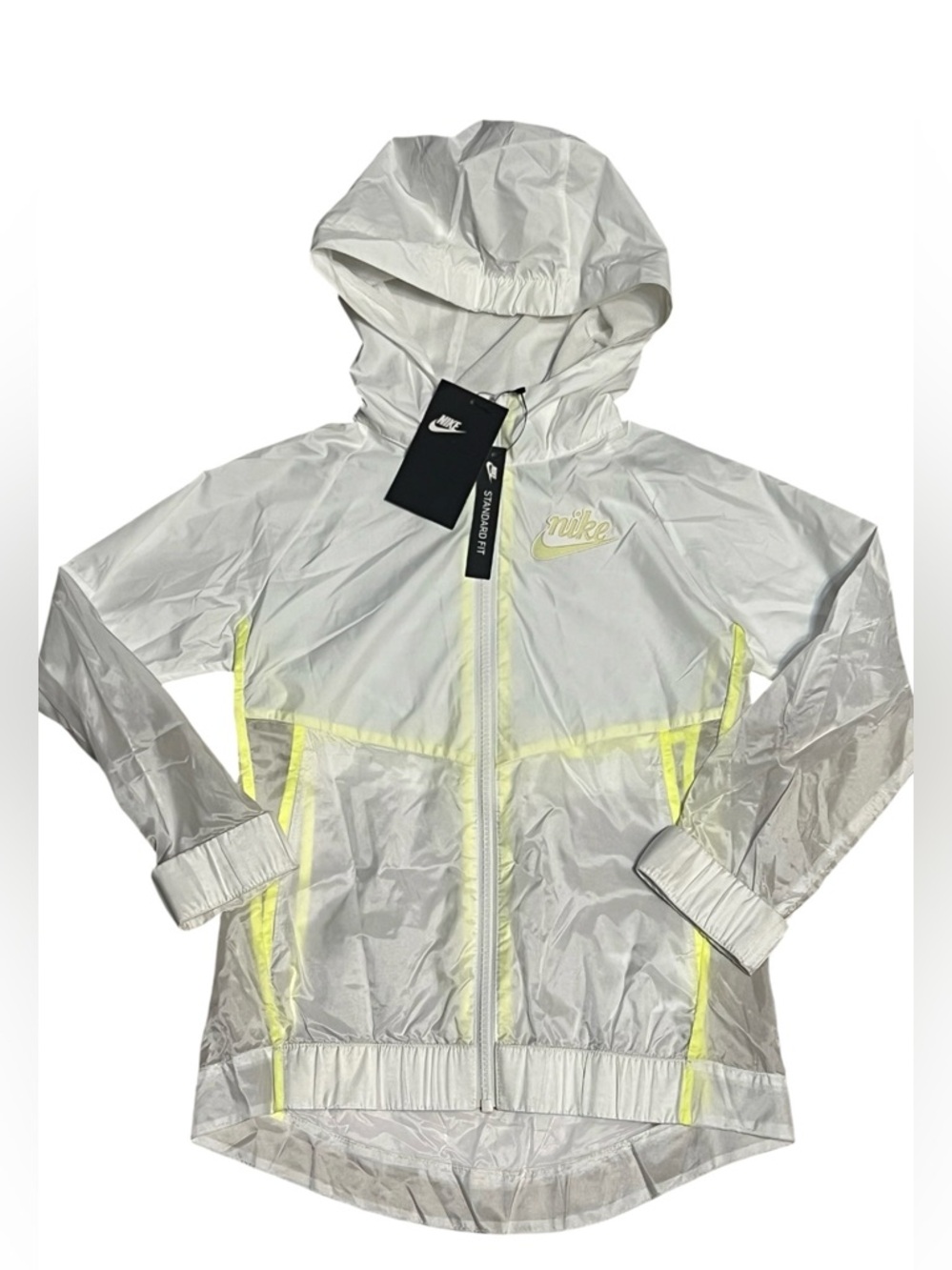 Nike Girls Sportswear Windrunner Jacket - White/Neon Volt - Size S (8-10 YRS)